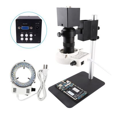 JKSVTF Electron Microscopes Digital HDMI VGA Industrial Microscope Video Microscope Sets HD 26MP 16MP +130X C Mount Lens+LED Ring Light +Metal Stand (SetB)