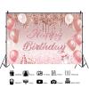 12x8ft Rose Gold Happy Birthday Backdrop Girls Pink Balloons Glitter Spots Photography Background 1st Birthday Party Sweet 16th Banner Decoration Supplies Photo Booth Props view 2