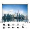 10x8ft Cityscape Backdrop Shanghai City Landmark Oriental Pearl Tower Huangpu River Photography Background City View Skyline Urban Buildings Decoration Wallpaper Photo Booth Props view 2