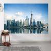 10x8ft Cityscape Backdrop Shanghai City Landmark Oriental Pearl Tower Huangpu River Photography Background City View Skyline Urban Buildings Decoration Wallpaper Photo Booth Props view 4