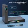 16 Port 2.5G  2 Port 10G SFP+ Ethernet Switch, NICGIGA 18 Port 2.5Gb Network Switch Unmanaged, Plug & Play, Desktop or 19-inch Rack Mount, Fanless Metal Design. view 2