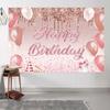 10x6.5ft Rose Gold Happy Birthday Backdrop Girls Pink Balloons Glitter Spots Photography Background 1st Birthday Party Sweet 16th Banner Decoration Supplies Photo Booth Props view 4