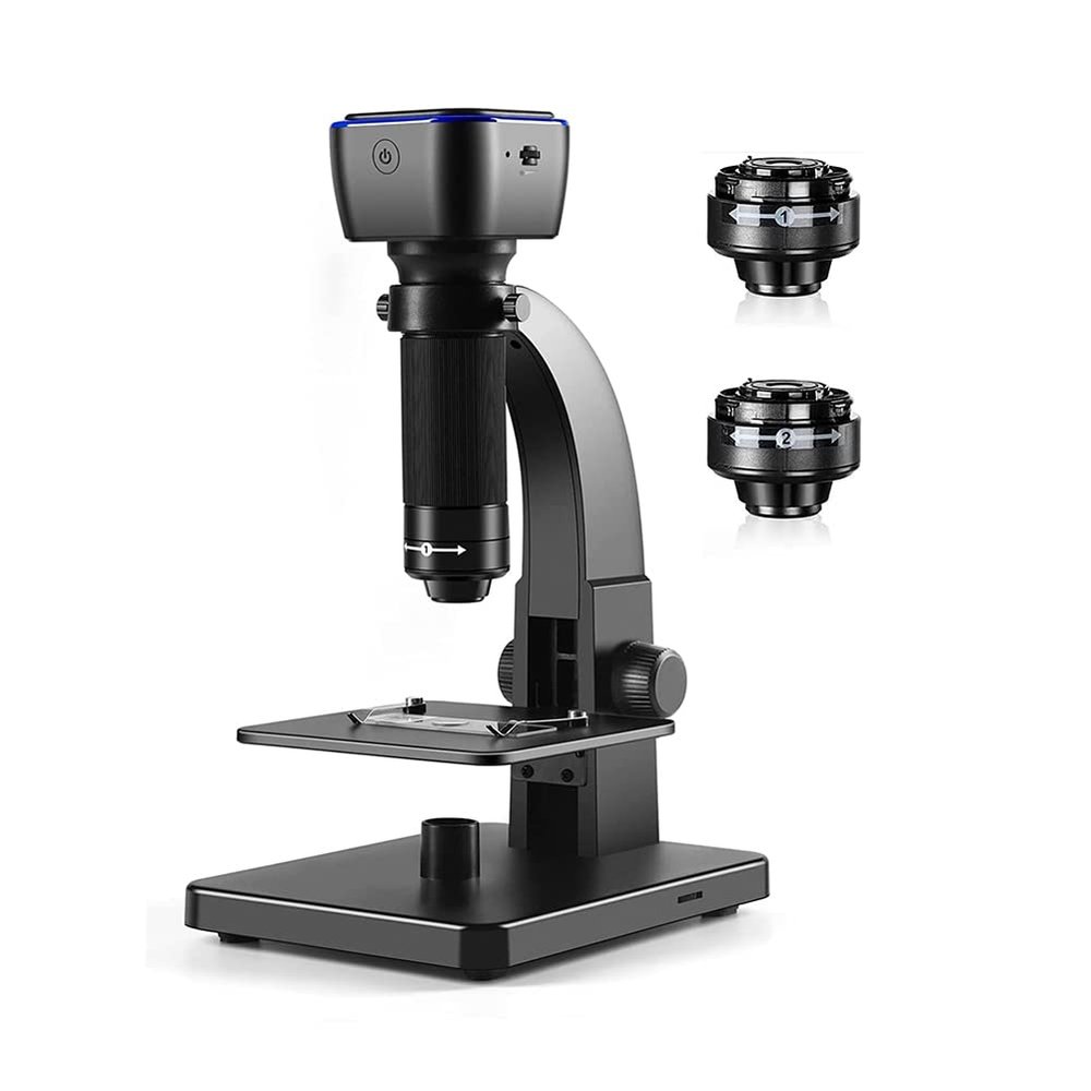 Jkjhbhged 2000X Biological Digital Microscope Wifi USB Microscope with Digital & Microbial Lens with 11 Adjustable LED