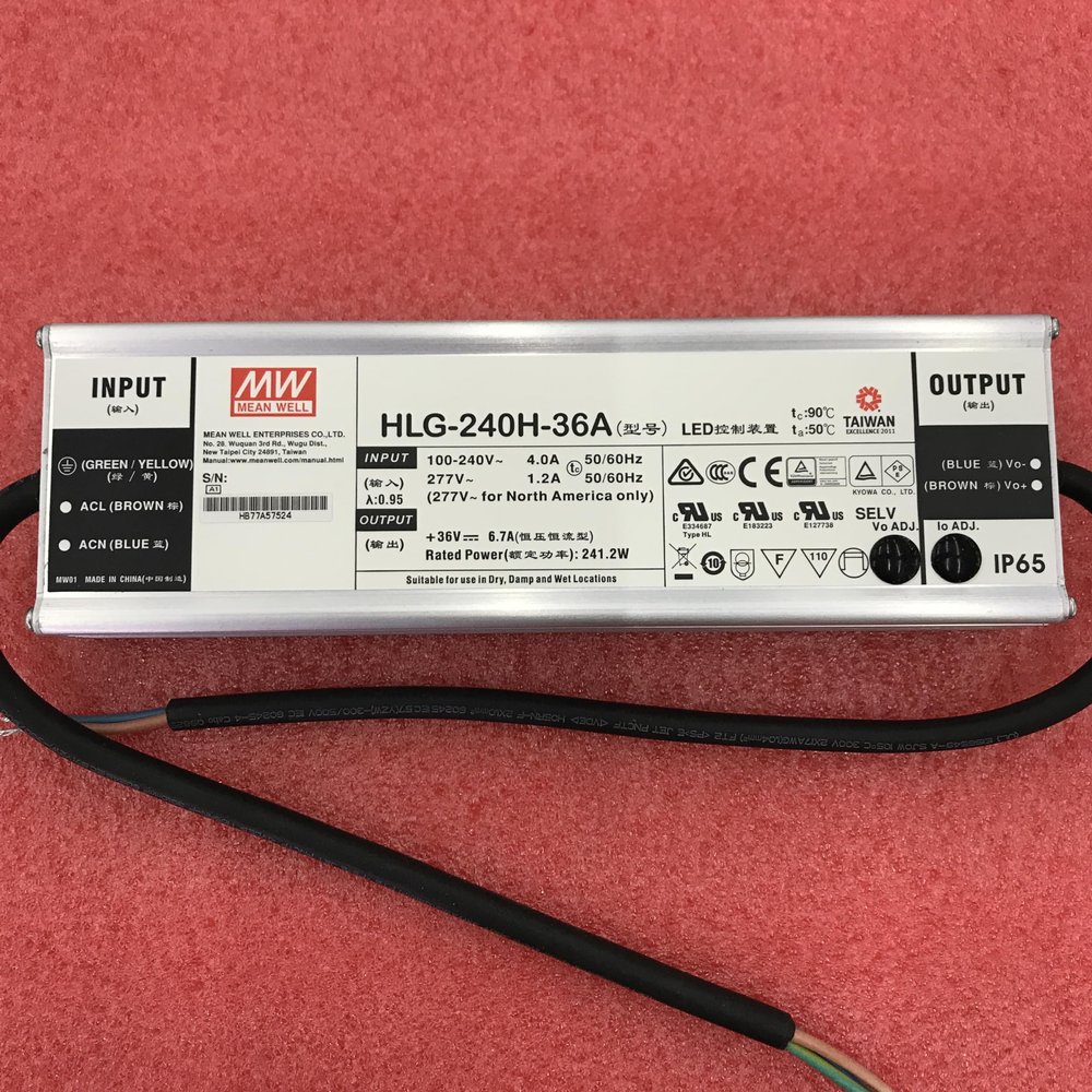 Mean Well HLG-240H-36A 241.2W Constant Voltage + Constant Current LED Driver HLG-240H 36V 6.7A