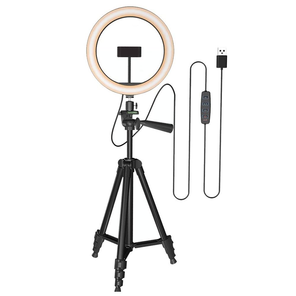 Led Ring Light Kit with Tripod Stand Dimmable for Makeup 3 Modes 10 Brightness Live Stream Makeup Video Broadcast (Color : Black)