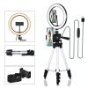 Led Ring Light Kit with Tripod Stand Dimmable for Makeup 3 Modes 10 Brightness Live Stream Makeup Video Broadcast (Color : Black) view 2