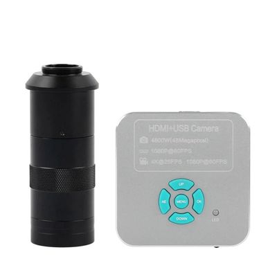 Microscope Kit 48MP 1080P 4K 2K 16GTF USB HDMI Electronic Digital Industrial Video Microscope C Mount Camera for Phone CPU PCB Repair Soldering Microscope Lens Adapters (Color : with 100x Lens)