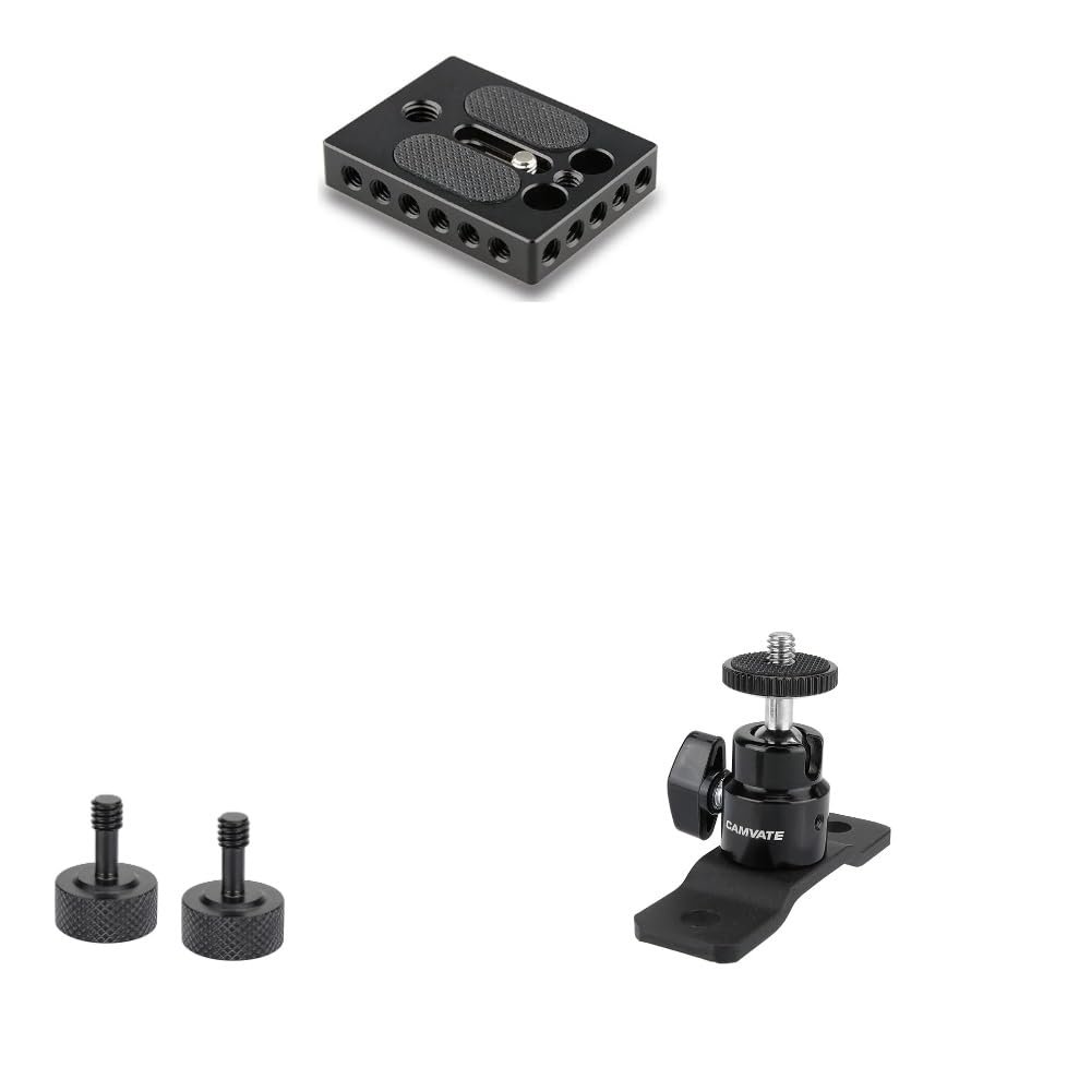 CAMVATE Camera Baseplate with 1/4" & 3/8" Thread Hole + 1/4"-20 Ball Head + 1/4"-20 Thread Thumb Screw