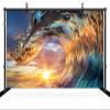 chnywork 5x3ft Ocean Waves Backdrop Blue Surf Wave Summer Ocean Surfer Waves Water Sunset Scenery Background Summer Surfing Party Decorations Photo Booth Studios Props Wallpaper view 4