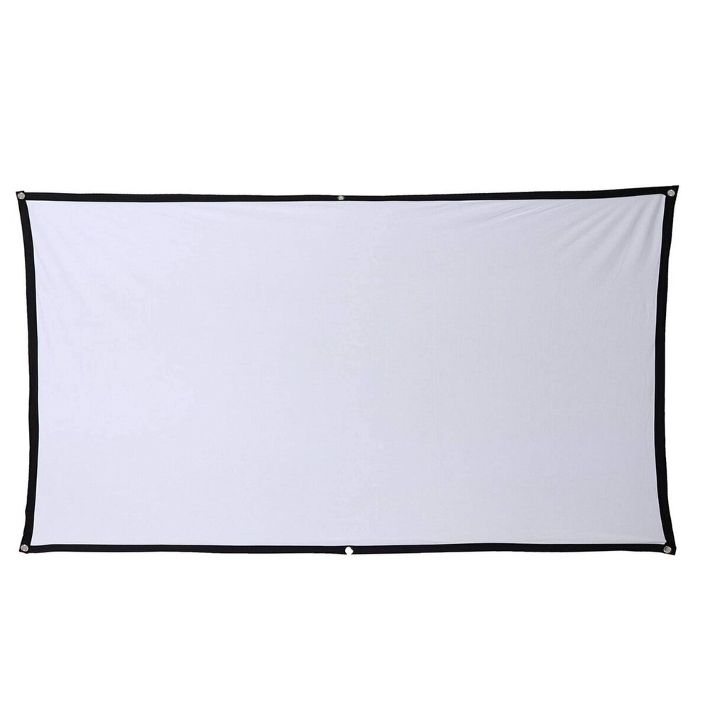 Projector Screen, Portable Projection Screen 16: 9 Projector Screen Home Projection Screen Cloth Outdoor Portable Folding Soft Curtain with Hook Movie Screen (White B)