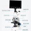 emobwdy Trinocular Microscope,40x-30000x/50000x/70000x Digital Laboratory Trinocular Compound Led Microscope- 7" Display Screen +E-Eyepiece,for Aquaculture/Education/Chemistry,30000x view 3