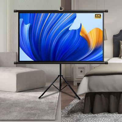 SDVantage Projector Screen with Stand, 60 inch 72 inch Outdoor Projector Screen Portable Indoor Projection Screen 16:9 4K HD Movie Screen Wall Mountable Groun Stand for Home Backyard Theater (60)