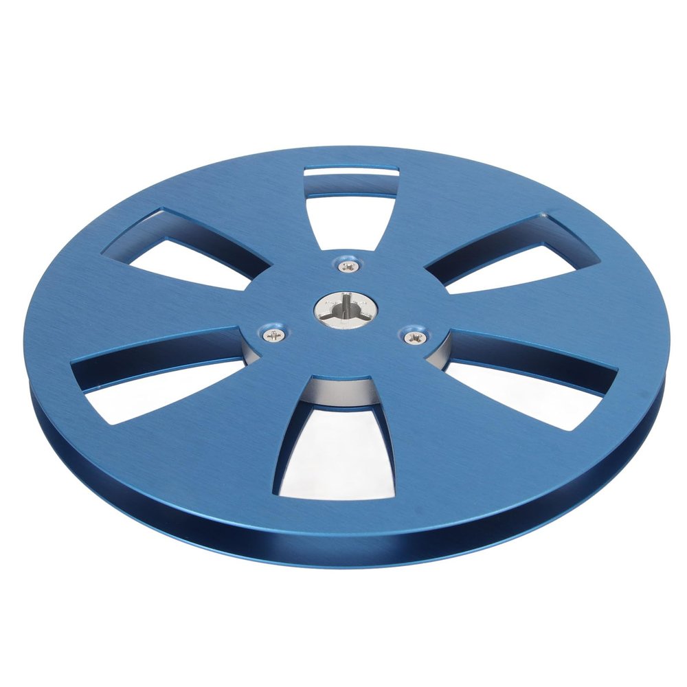Grcfumo 7 Inch Empty Tape Reel, 6 Hole Aluminum Alloy Reel Tapes Player, Tape Reels Core for Enhancing The Stability Of Your Audio Tapes(Blue)