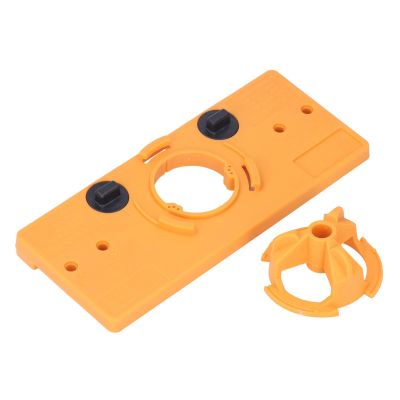 XHTLLO Woodworking Hinge Hole Saw Jig Set with Accurate Drilling Guide for Furniture Installation, ABS Locator and Accessories for Door Locks, Hinges, and More(Yellow)