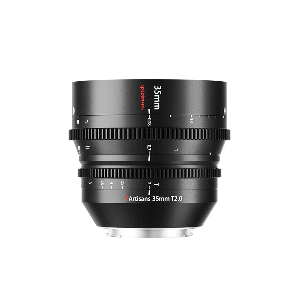 7artisans 35mm T2.0 Large Aperture Full Frame Cine Lens Compatible for Canon R Mount, Manual Focus Low Distortion Cinema Lens Mirrorless Cameras for Canon R RP R5 R6,Black
