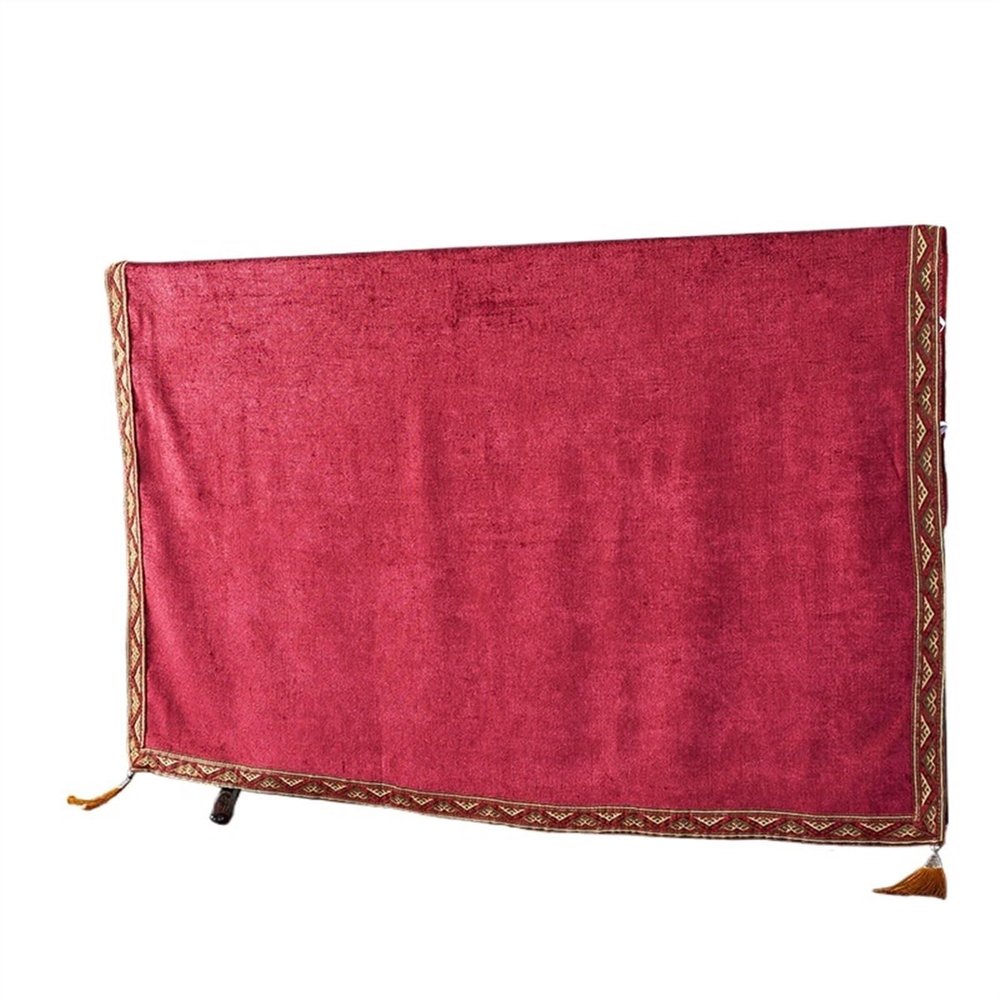 SHIJT Tv Display Cover, Soft Chenille Tv Protector Enclosure, Television Cover Dustproof Cabinet, Plasma Led TV Protection (Color : Red, Size : 65 inches)
