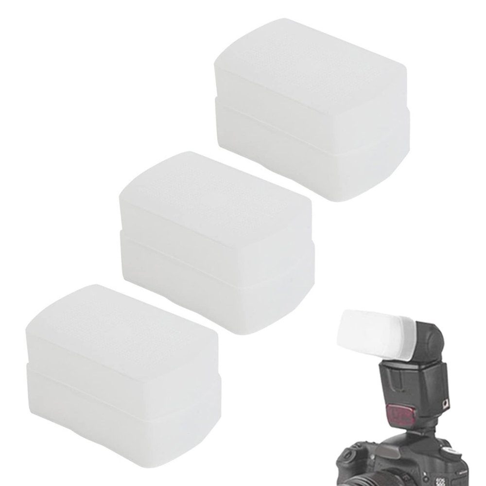 BTSEURY 3Pcs Mini Digital Camera Flash Bounce Diffusers, Softbox Suitable for 580EX Top Flash, White Enhances Flash Photography
