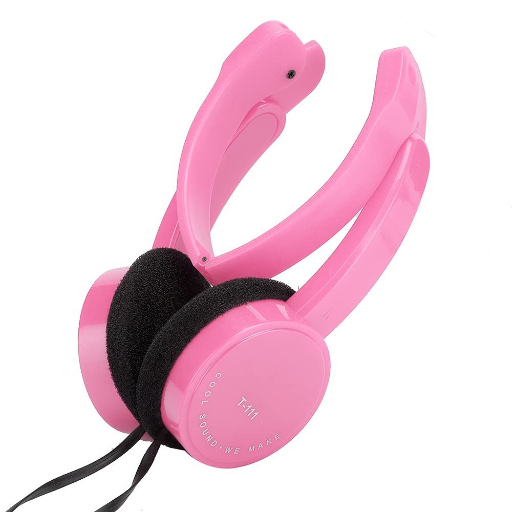 Fydun Foldable Wired Children Headset with Microphone, Lightweight Stereo Headphones Tablets and Smartphones, NoiseIsolating Design, Comfortable and Portable, Fit Kids  Available in (Pink)