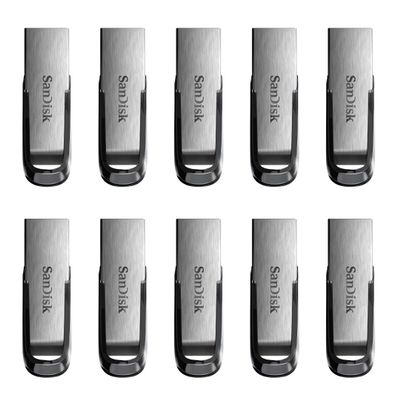 SanDisk 64GB 10-Pack Ultra Flair USB 3.0 Flash Drive (10x64GB), Non-Retail Packaging - SDCZ73-064G-B10CT