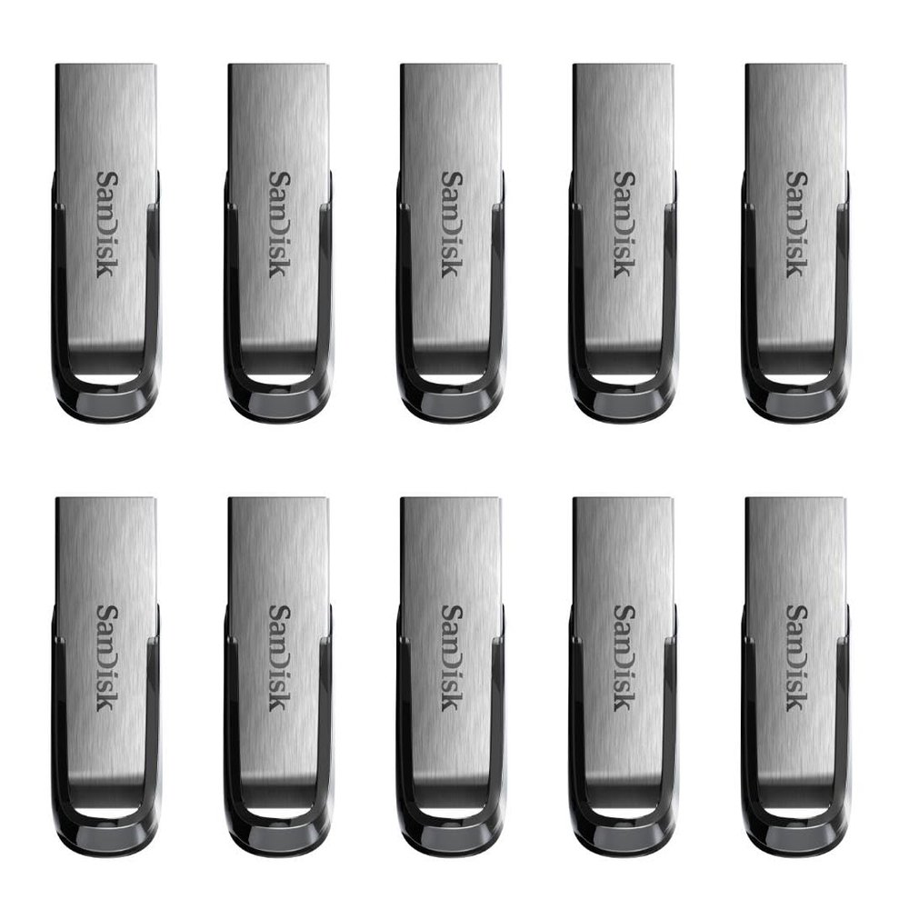 SanDisk 64GB 10-Pack Ultra Flair USB 3.0 Flash Drive (10x64GB), Non-Retail Packaging - SDCZ73-064G-B10CT