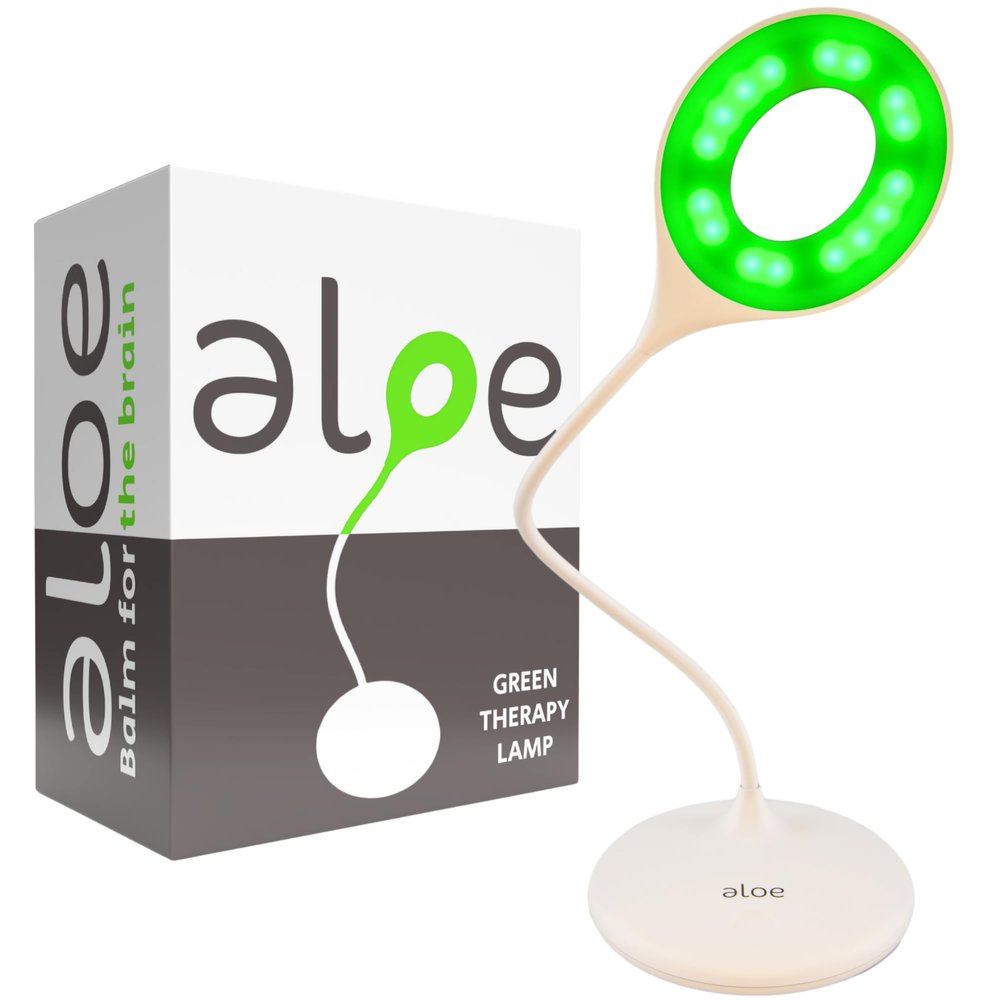 Family Tree Remedies Migraine Relief Light 520nm Green Light Therapy Lamp for Headaches, Anxiety & Sleep | USB Rechargeable White & Green Desk Lamp with Adjustable Brightness | 16 Portable Design