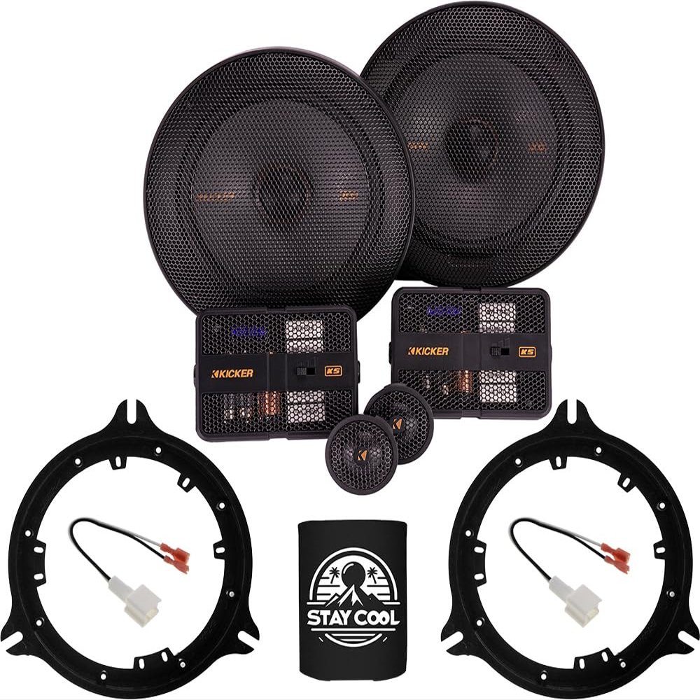 KICKER Speakers 6.5 inch for Infiniti M35/M45 2006-2010 Upgrade Kit - Pair of KS Series with Adapters and Harness, Component 6 1/2 Car Audio Front/Rear Door Speaker KSS650, 51KSS6504