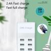 50W USB Charger Power Strip Wall Socket Plug 5V 2.4A High Speed Power Cable 10-bit USB port Support 10 Devices Charge,B view 4