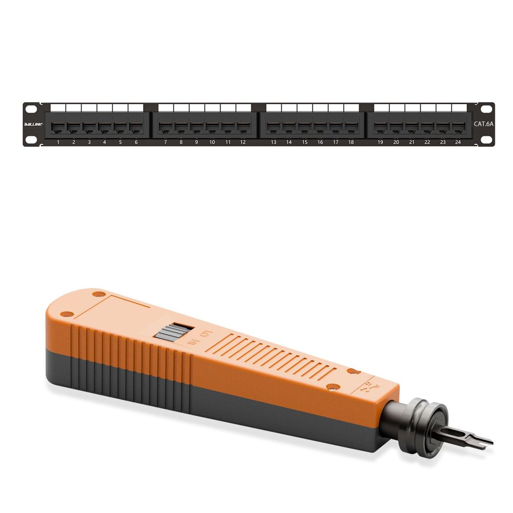 iwillink 24-Port Cat6A Patch Panel and Punch Down Tool with 110 Blade Type