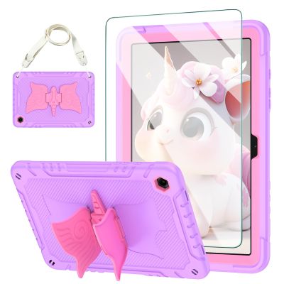 ACEMO for Samsung Galaxy Tab A9 Plus 11 inch with Screen Protector, Kickstand, Stand, Shoulder Strap, Cute Rugged Tablet Cover for Kids Girls for Galaxy Tab A9+ (SM-X210/X216/X218) Pink Purple