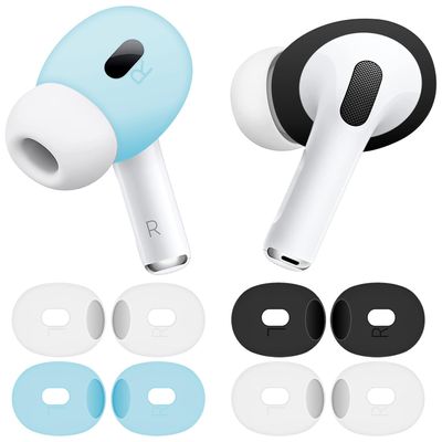A-Focus Fit in Case for AirPods Pro 2nd Ultra Thin Ear Tips Replacement Silicone Dust Proof Anti-Scratch Eartips Earbuds Cover Accessories Compatible with AirPods Pro 2 Black White Blue 4 Pairs