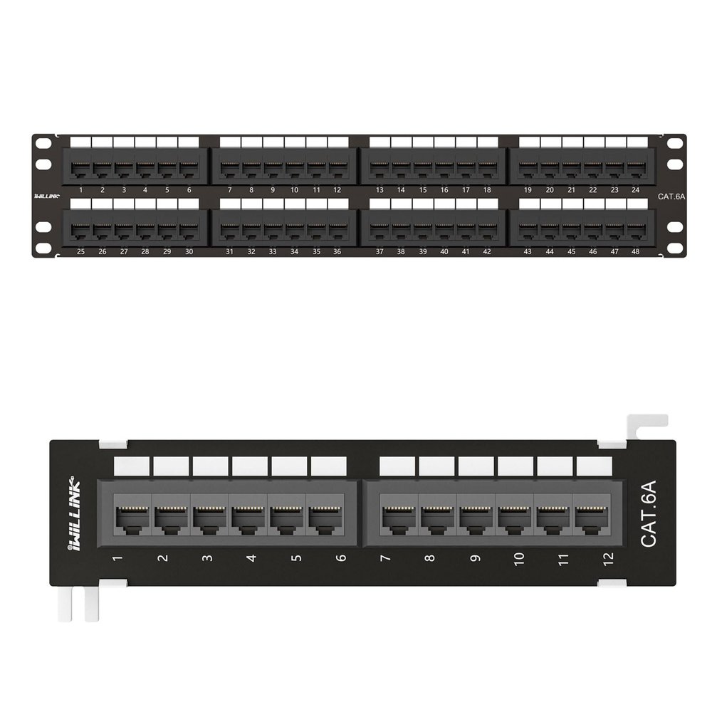 iwillink 48-Port Cat6A Patch Panel and 12-Port Cat6A Patch Panel