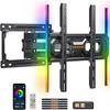 Perlegear AuraFrame Pre-Assembled TV Wall Mount with LED Lights for 26-65 inch TVs up to 99 lbs, Max VESA 400x400mm, Swivel, Extension, Tilt, TV Backlights with Music Sync, Fits 16/12 Wood Studs view 1