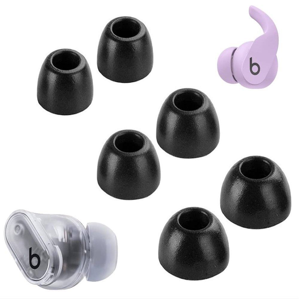 A-Focus Memory Foam Tips for Beats Studio Buds+ / Fit Pro/Solo Buds Replacement Comfortable Eartips Earbuds Compatible with Beats Fit Pro/Studio Buds/Studio Buds + Black L/M/S 3 Pairs