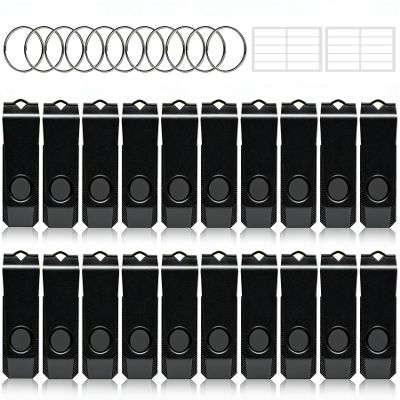 1GB USB Flash Drive 20 Pack, AGECASH A Memoria USB 2.0 Thumb Drive Swivel Metal Bulk Flash Drive USB Drive Multi Pack Pendrive Jump Drive Memory Stick with Keychain (Black, 20PCS 1GB)