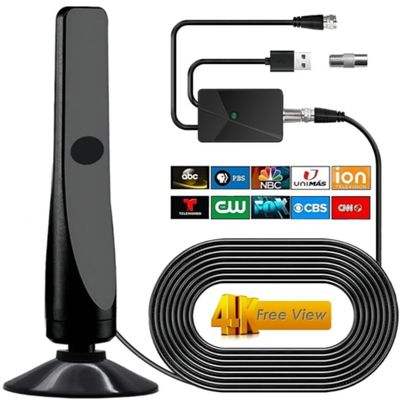 AUTERCO TV Antenna Indoor for Smart TV, Long Range HD Digital Antennas with Signal Booster for Local Channels, Easy Installation, Support 4K 8K 1080p VHF UHF All Older TV's, 9.8FT Coaxial Cable