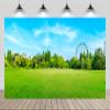 chnywork 12x10ft Green City Park Backdrop Green Grass Meadow Forest Ferris Wheel Blue Sky Scenery Background Nature Spring Picnic Camp Party Decor Photo Booth Studio Prop Wallpaper view 1