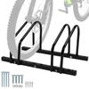 QWORK Sturdy 2-Bike Floor Stand, Powder-Coated Steel Bike Rack for Indoor/Outdoor Use, Compatibility with 22-28 Inch Wheels, Max Tire Width 2.15 Inch view 1