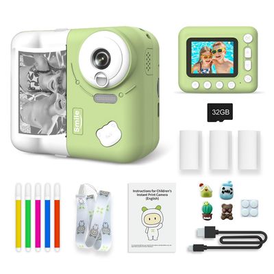 Andoer Kids Instant Print Camera Kids Camera 1080P Digital Camera for Kids 2.4 Inch IPS Screen 10X Zoom with Thermal Printing Paper Color Pens Neck Strap 32GB TF Card Gift for Children Boys Girls