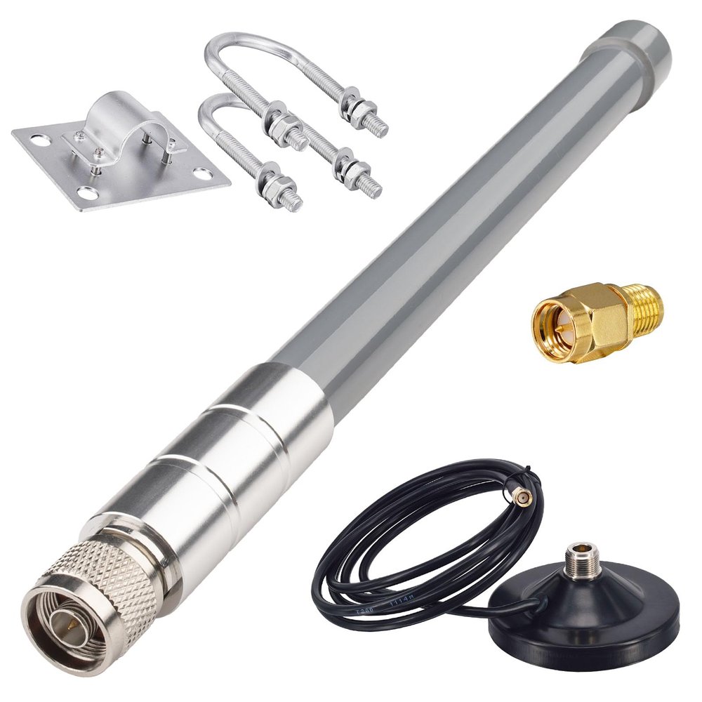 YOTENKO 5GHz Wi-Fi 6 Antenna 3dBi Omnidirectional, IP67 Waterproof 5150-5850MHz Fiberglass Antenna with Strong Magnetic Base & 10ft Cable, SMA Adapters for Routers, Access Points, Marine and RV