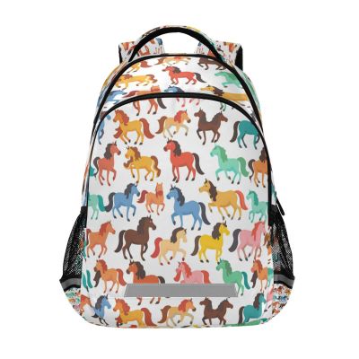 ALAZA Colorful Horses Backpacks Travel Laptop Daypack School Book Bag for Men Women Teens Kids