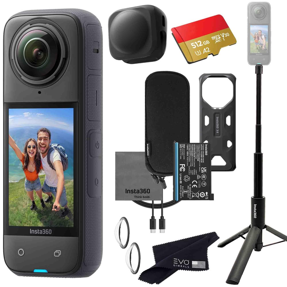 Insta360 X4 Tripod Selfie Stick Bundle -8K Waterproof 360 Action Camera with 1/2" Sensors, 8K 360 HDR Video,Perfect for Matterport 360 House Tour|Bundle Includes Tripod Selfie Stick,Lens Cap (512GB)