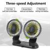 Riloer USB Powered Car Dual Head Fan, Multi-Angle Rotatable Dashboard, Three Gears Summer Cooling Fan Accessories, ABS Car Cooling Fan, Black+Yellow view 4