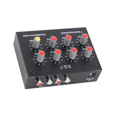 7 Band Sound Equalizer, Dual Channel Digital Audio Equalizer for Car, 12dB High Bass Adjustment, Aluminum Alloy, DC 5V 12V