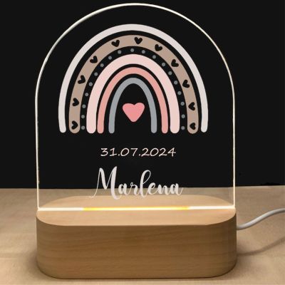 Fallover Personalised Gifts - Customised Night Lights with Name & Date, Baptism Gifts for Girls/Boys, Kids Night Light Bedroom - Toddler Led Night Light, Rememberance Presents - Christmas Gift