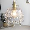 TONFON OJRGG Vintage Brass Glass Chandelier Simple Modern Bedside Pendant Light Crystal Aisle Entrance Ceiling Light Fixture for Kitchen Island Entryway Dining Room Study Room Living Room Bedroom Bar view 4