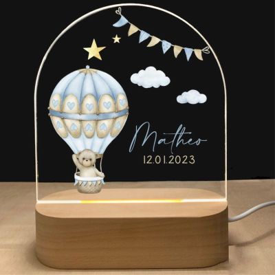 Customised Baby Kids Night Light - Personalised Gifts with Name, Christening Gifts for Girls / Boys, Dimmable Kids Lamp Night, Baptism Memorial Gift, Baby Newborn Birthday Presents - Christmas Gifts