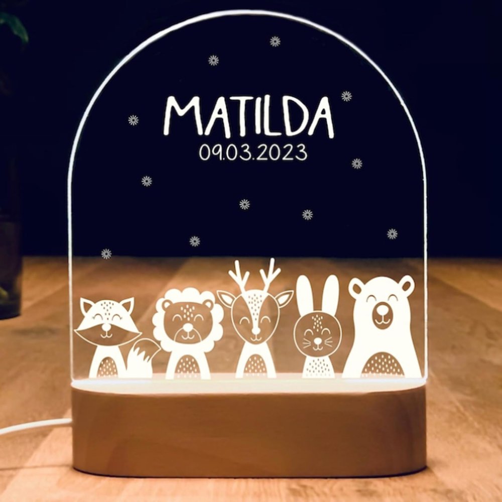 Customised Baby Kids Night Light - Personalised Gifts with Name, Christening Gifts for Girls / Boys, Dimmable Kids Lamp Night, Baptism Memorial Gift, Baby Newborn Birthday Presents - Christmas Gifts
