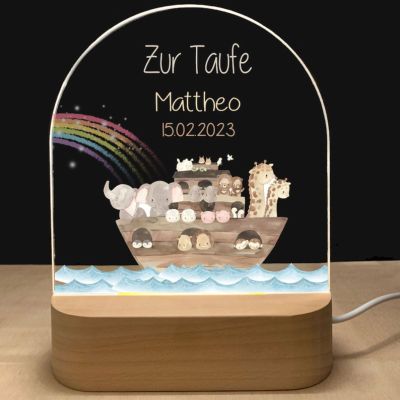Fallover Personalised Night Lights with Name & Date - Unique Christening Gifts for Baby Girls/Baby Boys, Kids Night Light - Rechargeable Dimmable Night Light, Rememberance Presents - Christmas Gift