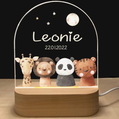 Personalised Baby Night Light Kids Night Light - Customised Night Lights with Name & Date, Baptism Gifts for Girls / Boys, Dimmable Kids Lamp Night, Baby Newborn Birthday Presents - Christmas Gift