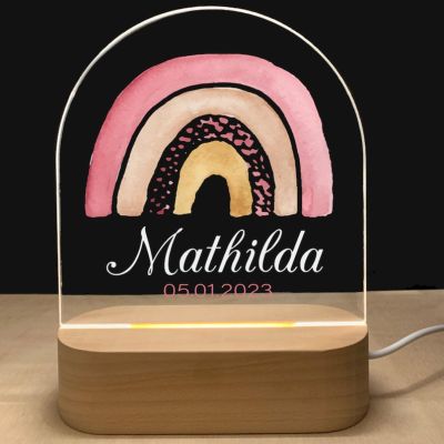 Fallover Personalised Gifts - Customised Night Lights with Name & Date, Baptism Gifts for Girls/Boys, Kids Night Light Bedroom - Toddler Led Night Light, Rememberance Presents